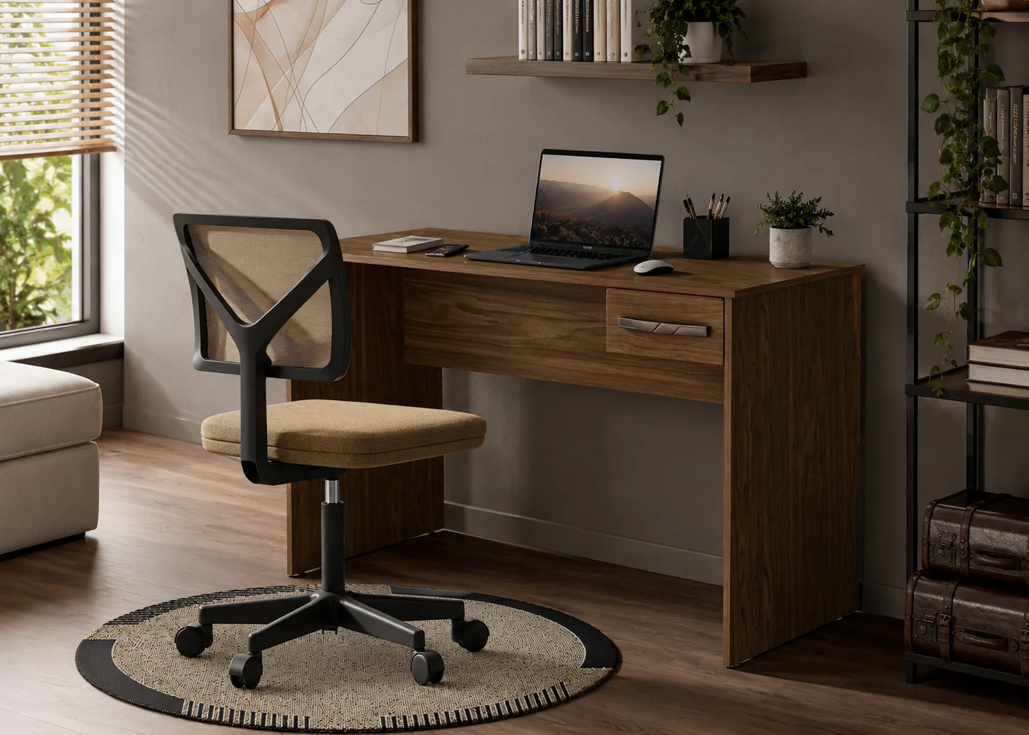 Mesa escrivaninha Suellen em ambiente de trabalho